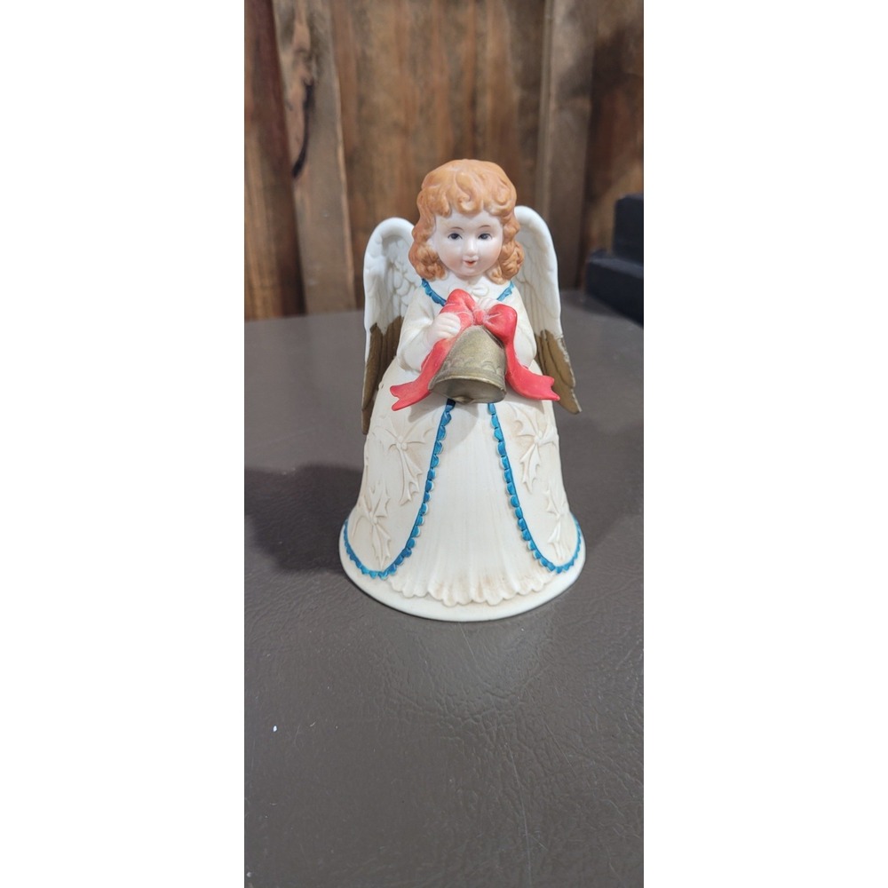 Vintage Angel Bell 5" ceramic figure by Homco